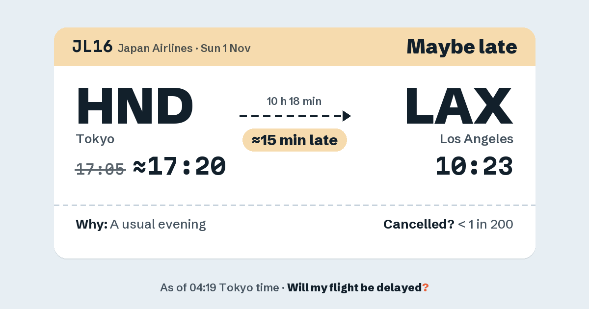 Link preview: JL16 lands about 10:24
