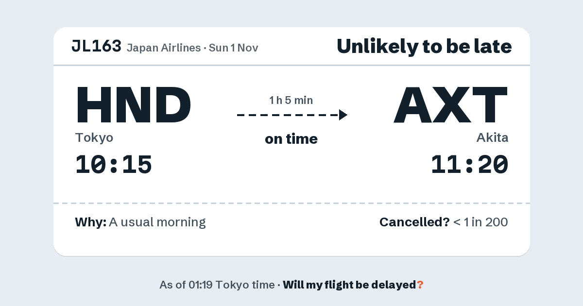 Link preview: JL163 lands about 11:22