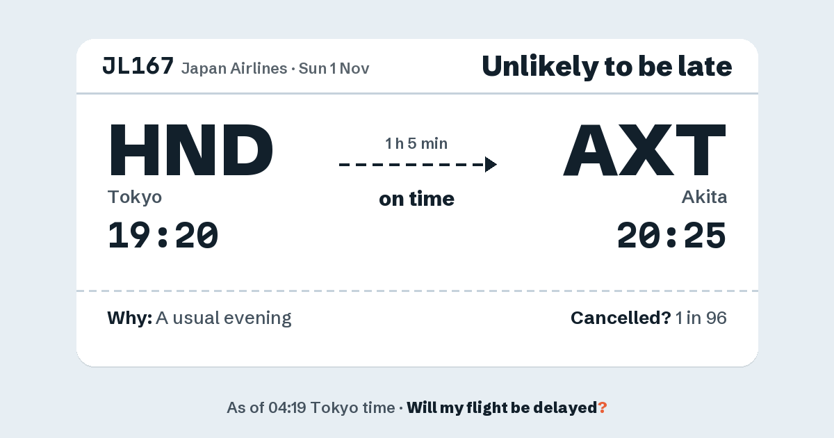 Link preview: JL167 lands about 20:29