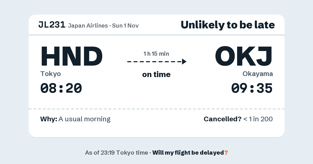 Link preview: JL231 lands about 09:36