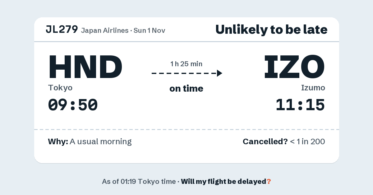 Link preview: JL279 lands about 11:17