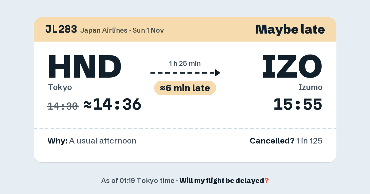 Link preview: JL283 lands about 15:59
