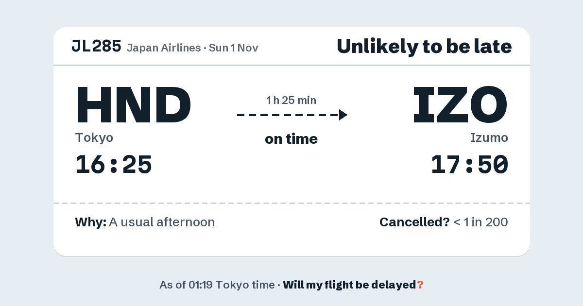 Link preview: JL285 lands about 17:51