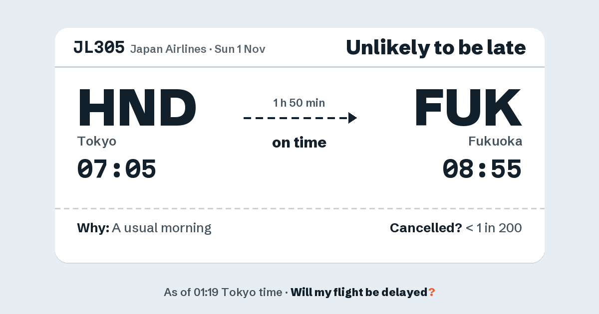 Link preview: JL305 lands about 08:58