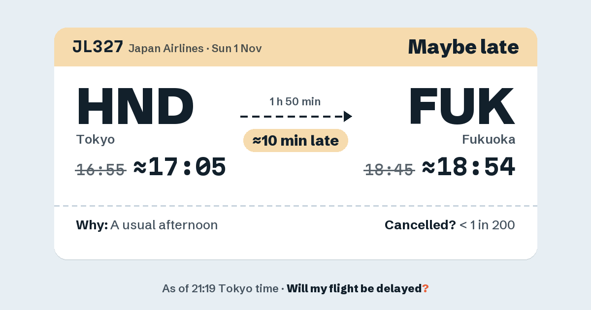 Link preview: JL327 lands about 18:54