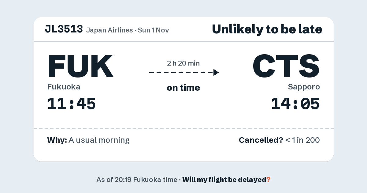 Link preview: JL3513 lands about 14:05