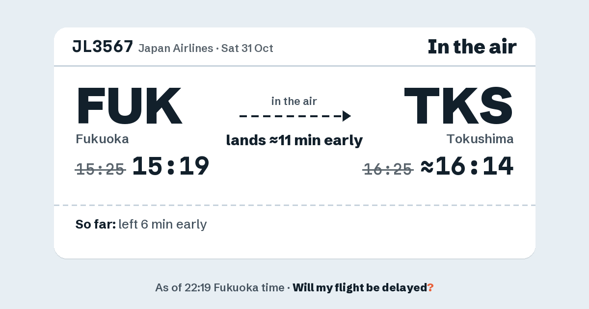 Link preview: JL3567 lands about 16:14