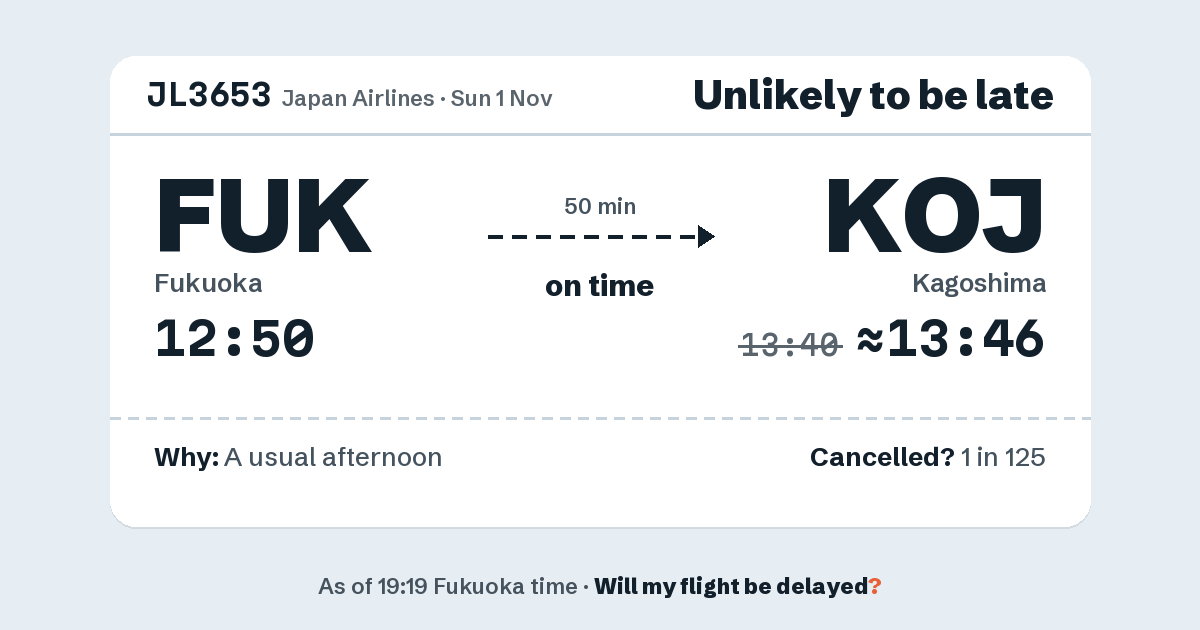 Link preview: JL3653 lands about 13:46