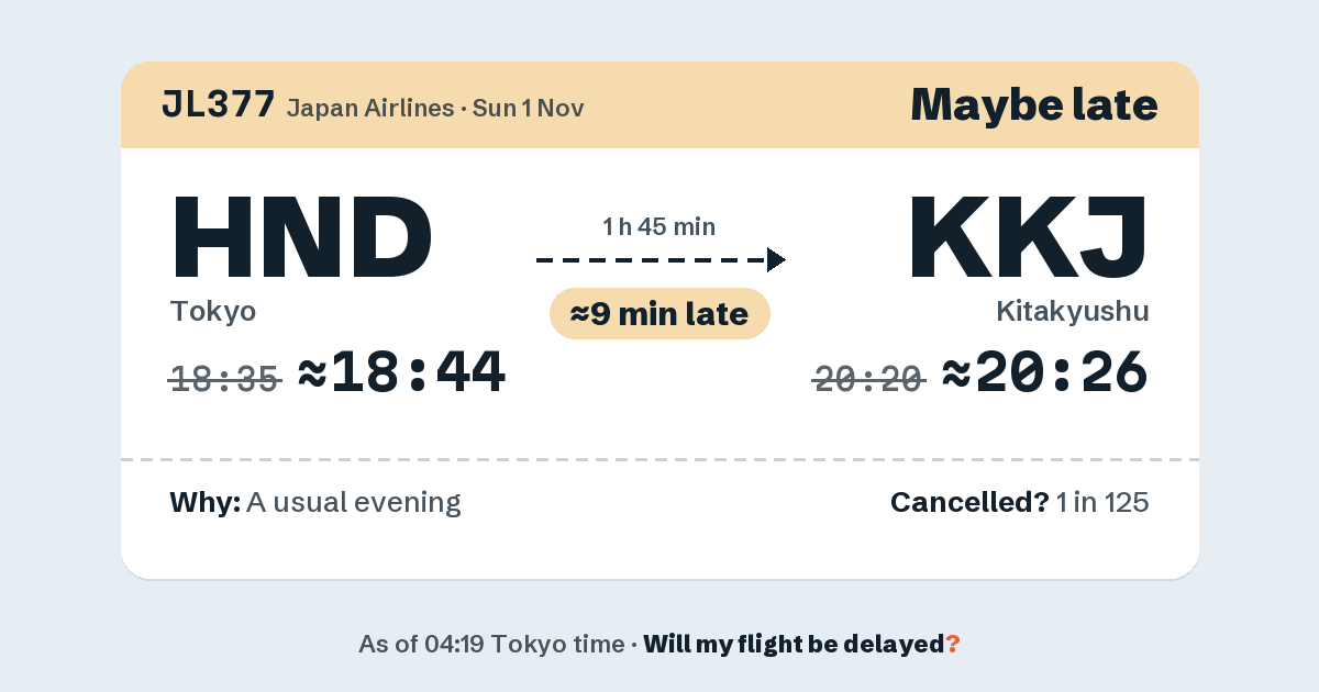 Link preview: JL377 lands about 20:26