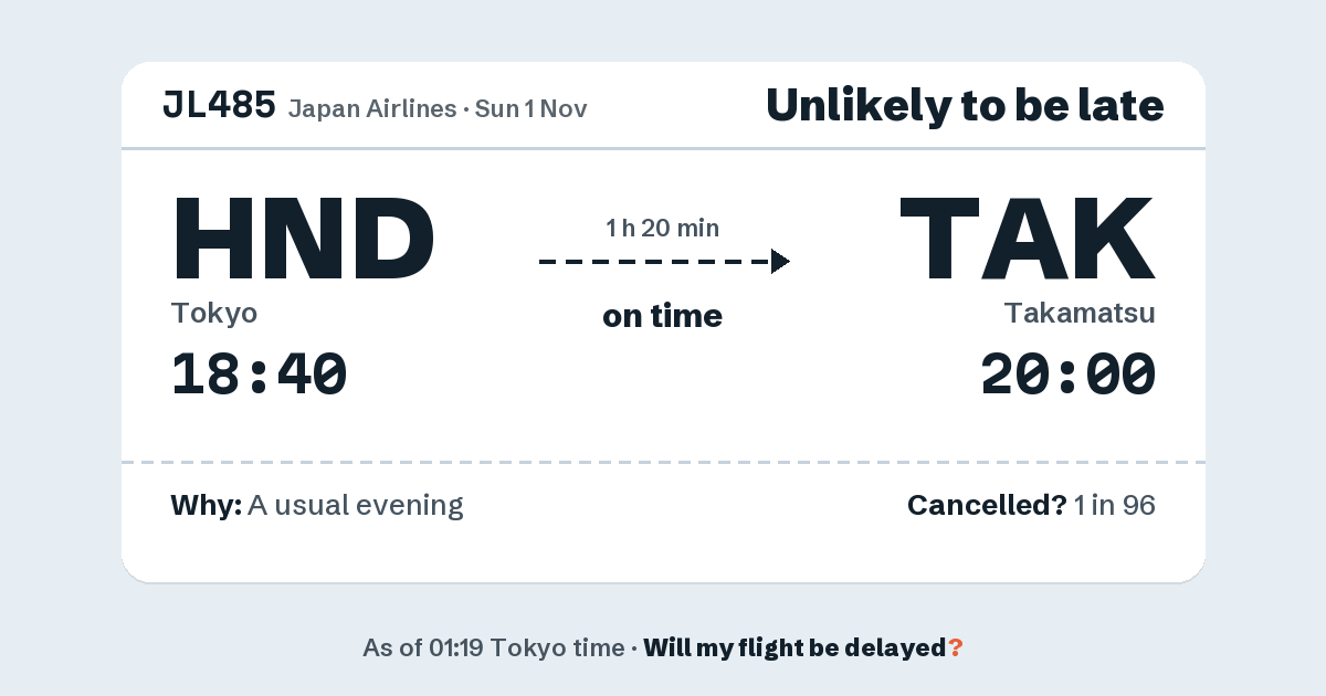 Link preview: JL485 lands about 20:01