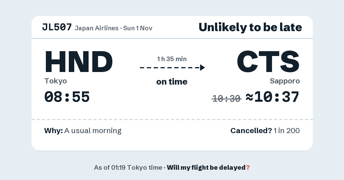 Link preview: JL507 lands about 10:37