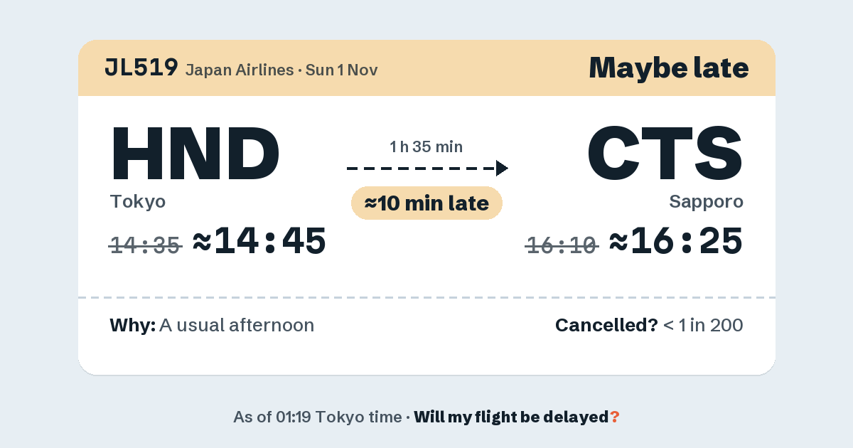 Link preview: JL519 lands about 16:23