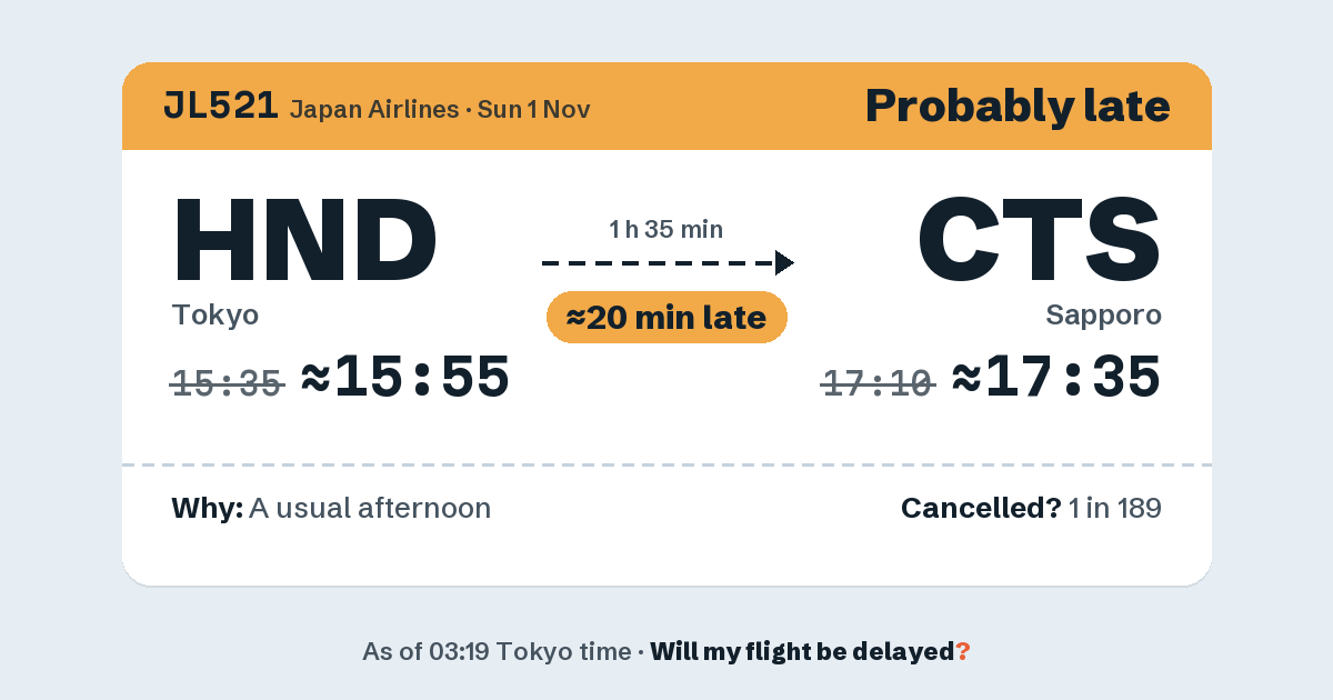 Link preview: JL521 lands about 17:33