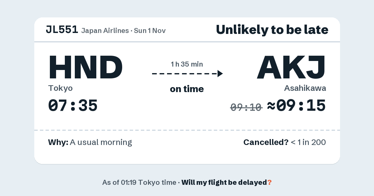 Link preview: JL551 lands about 09:15