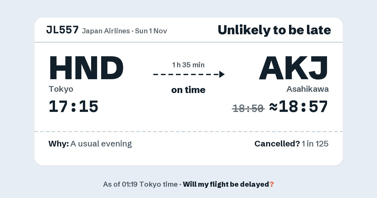 Link preview: JL557 lands about 18:57