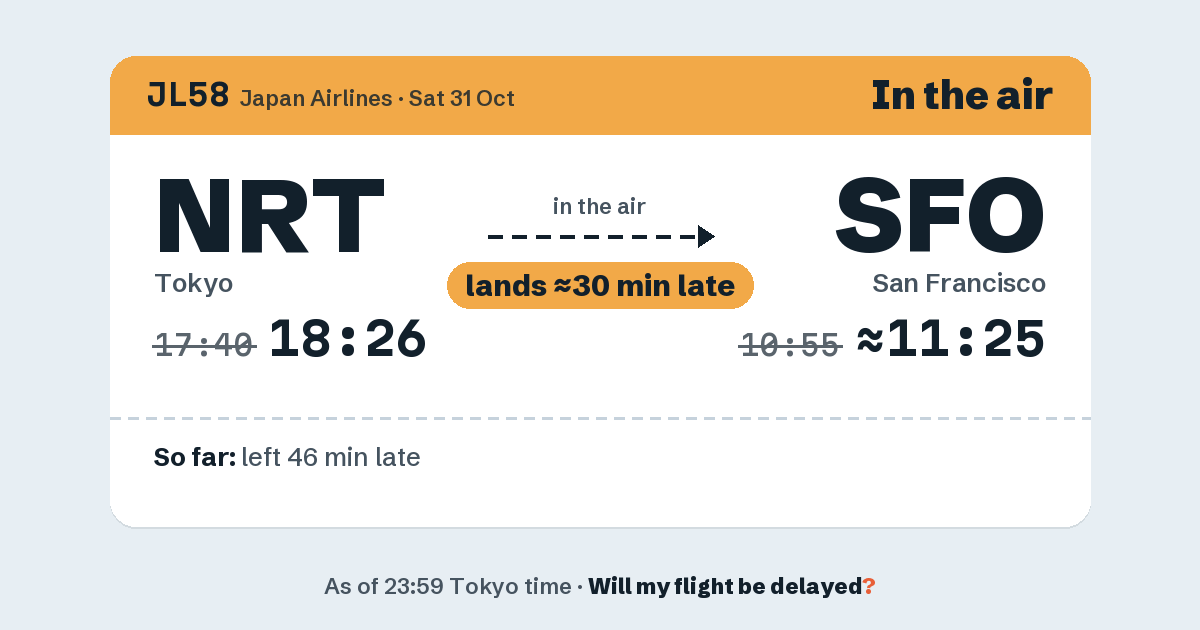Link preview: JL58 lands about 11:25