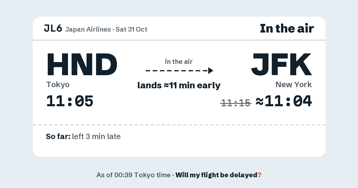 Link preview: JL6 lands about 11:04
