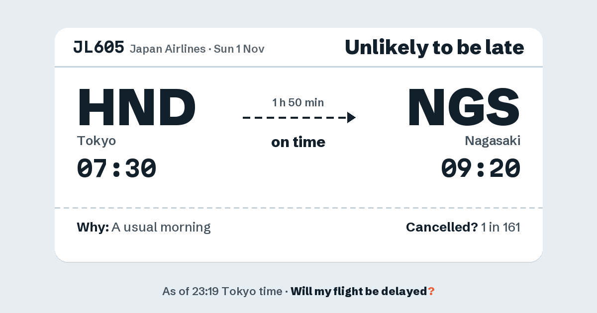Link preview: JL605 lands about 09:22