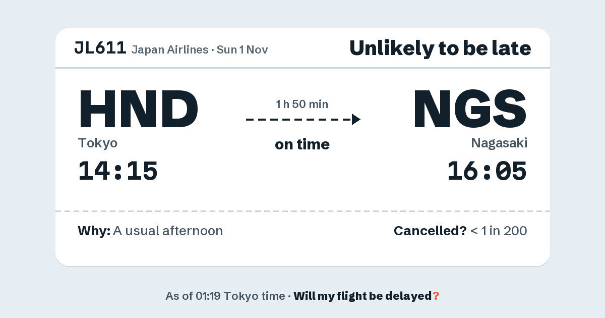 Link preview: JL611 lands about 16:07