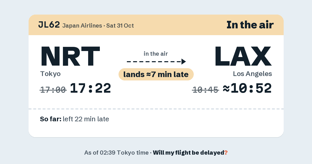 Link preview: JL62 lands about 10:52