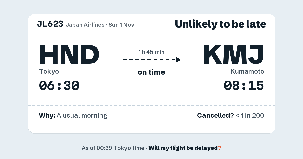 Link preview: JL623 lands about 08:14