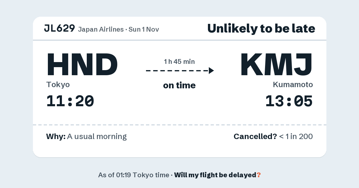 Link preview: JL629 lands about 13:09