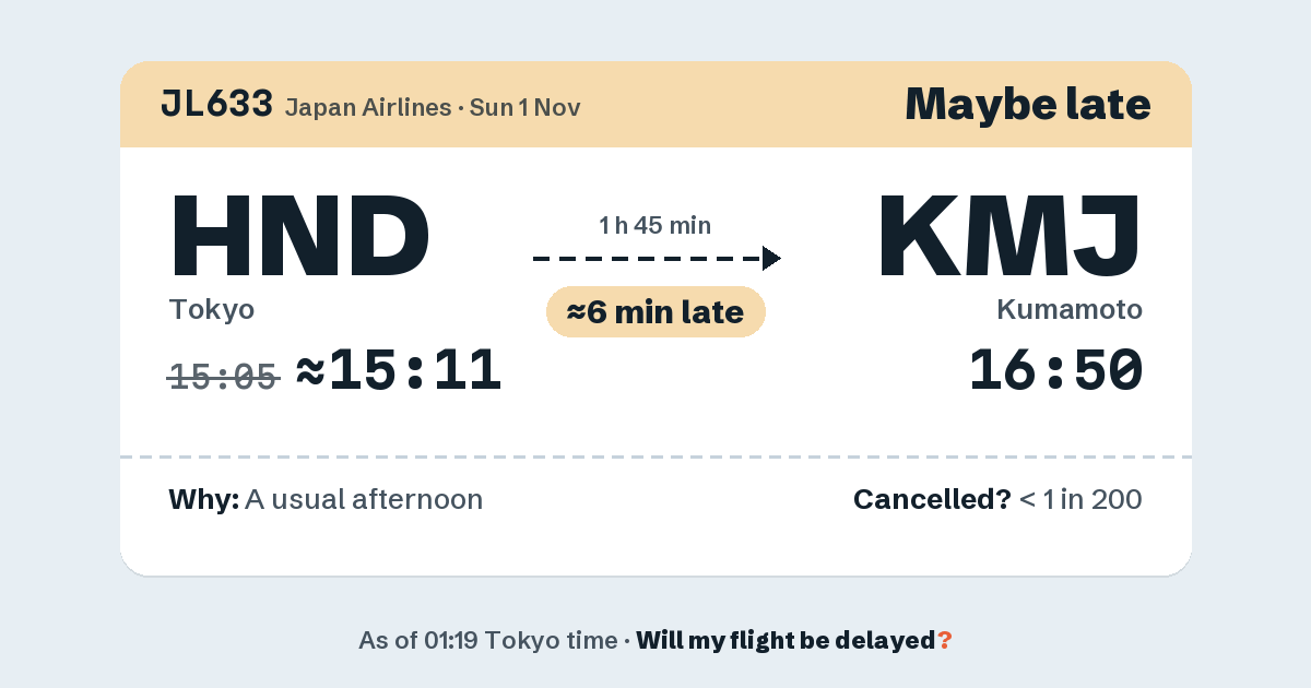 Link preview: JL633 lands about 16:54