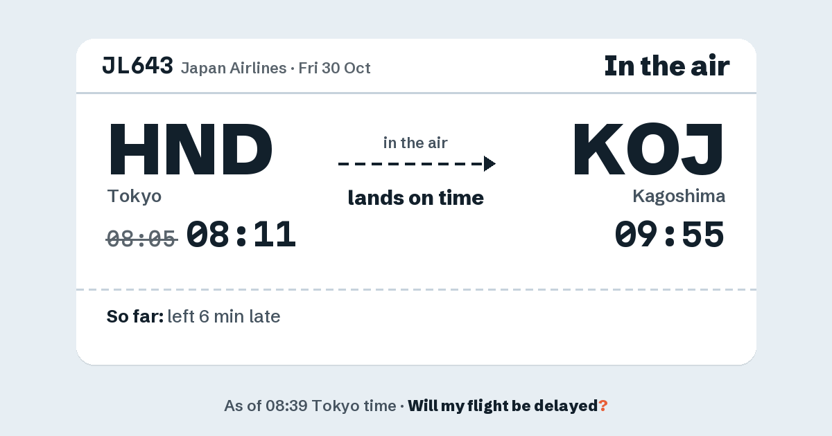Link preview: JL643 lands about 09:58