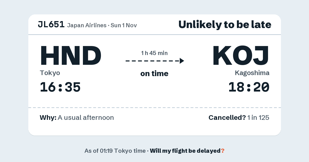 Link preview: JL651 lands about 18:22