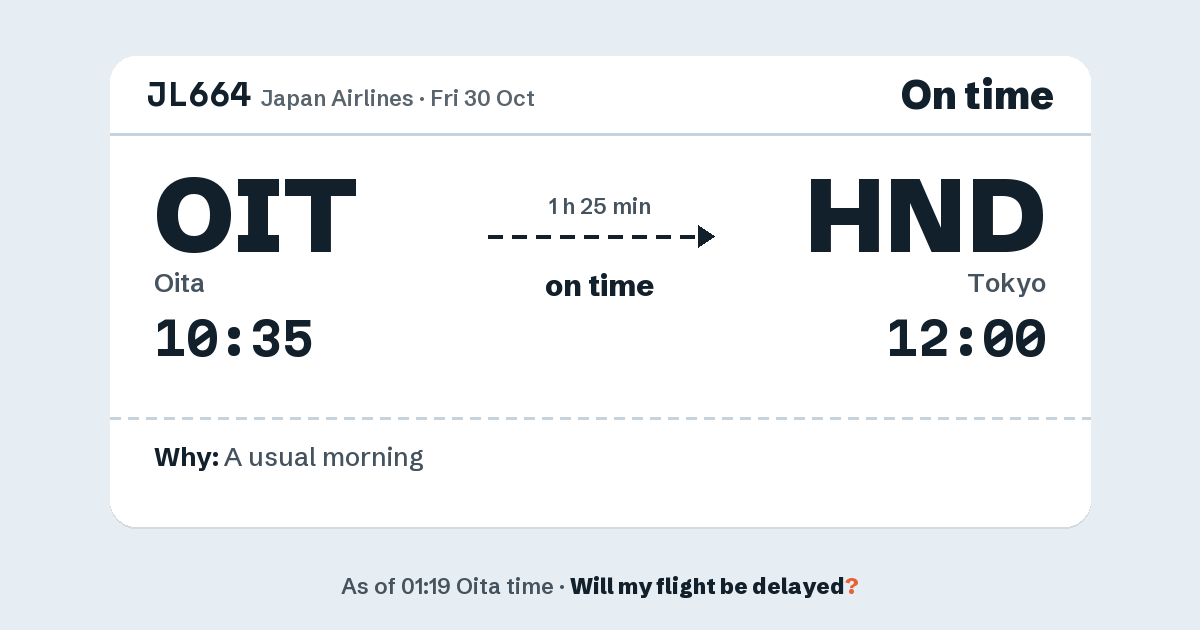 Link preview: JL664 lands about 12:01