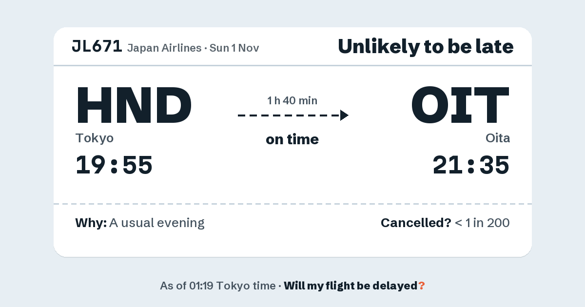 Link preview: JL671 lands about 21:34