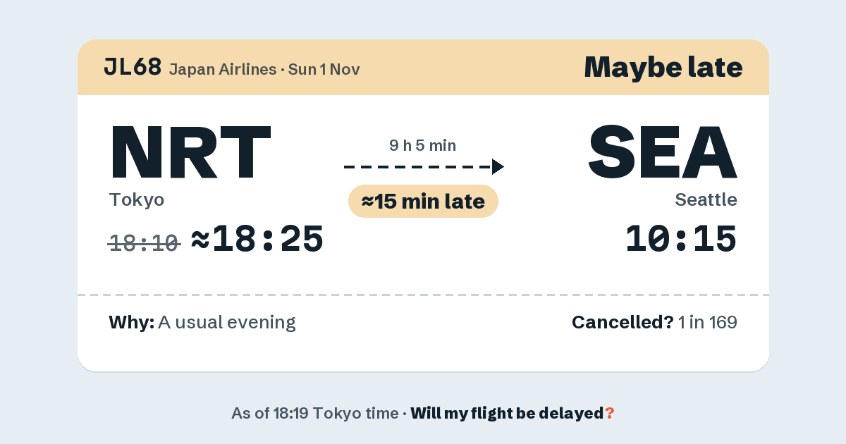 Link preview: JL68 lands about 10:16