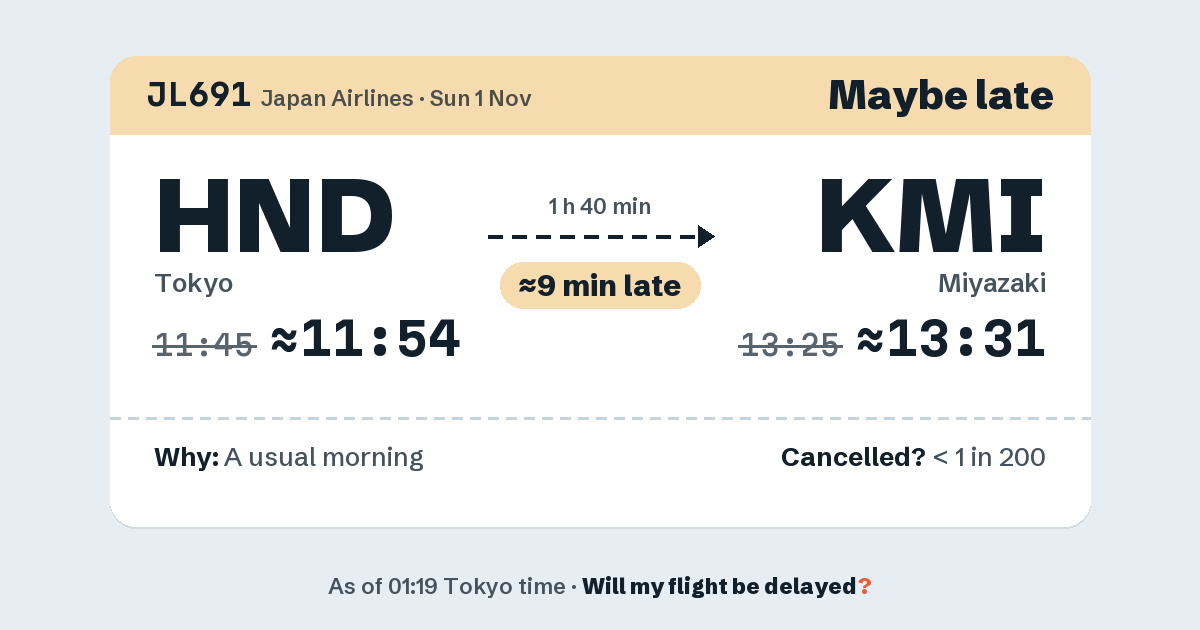 Link preview: JL691 lands about 13:31
