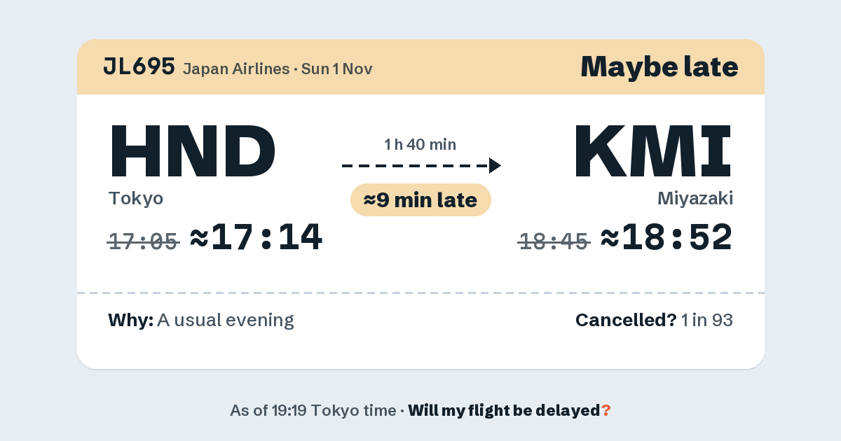 Link preview: JL695 lands about 18:52