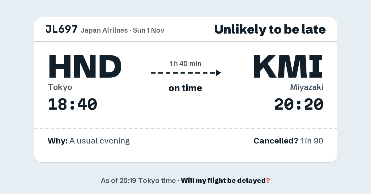 Link preview: JL697 lands about 20:23