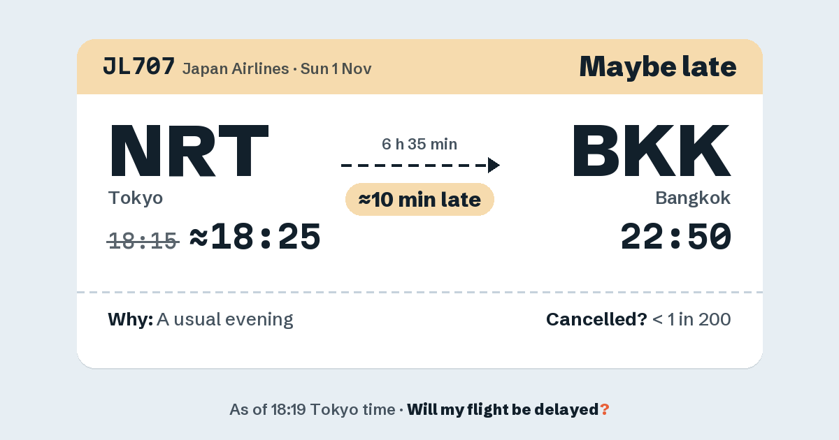 Link preview: JL707 lands about 22:47