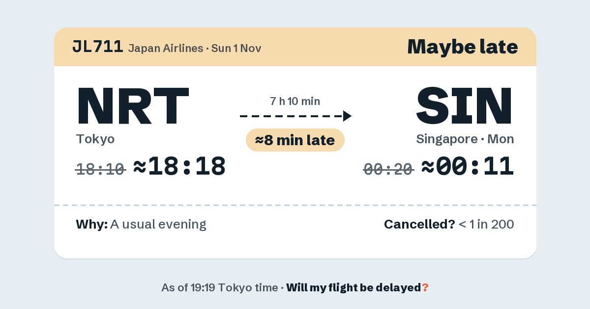 Link preview: JL711 lands about 00:11