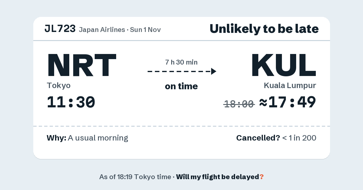 Link preview: JL723 lands about 17:49