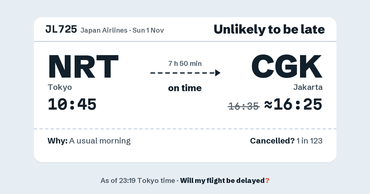 Link preview: JL725 lands about 16:25