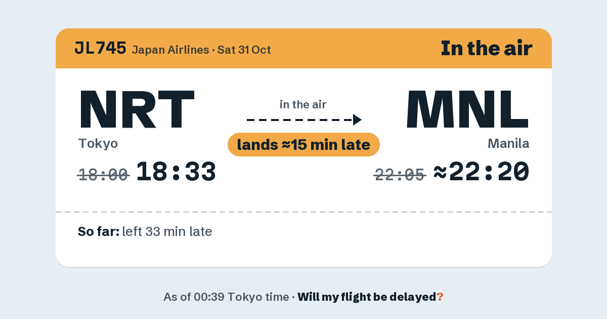 Link preview: JL745 lands about 22:22