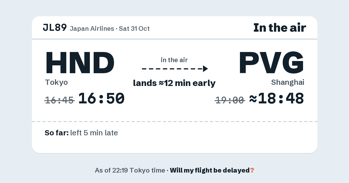 Link preview: JL89 lands about 18:48