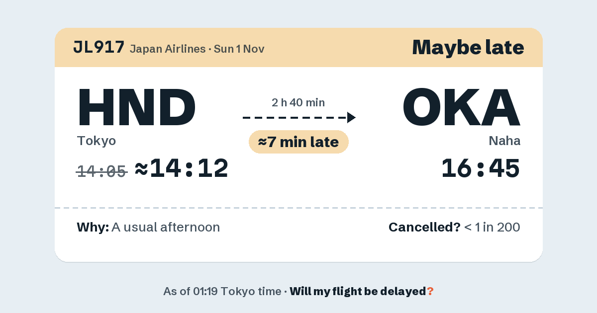 Link preview: JL917 lands about 16:46