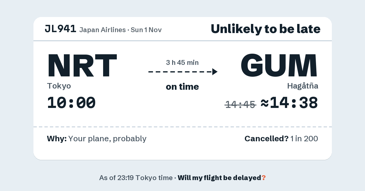 Link preview: JL941 lands about 14:38