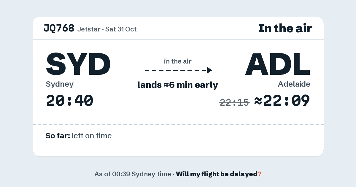 Link preview: JQ768 lands about 22:09