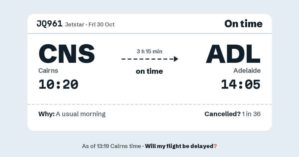 Link preview: JQ961 lands about 14:04