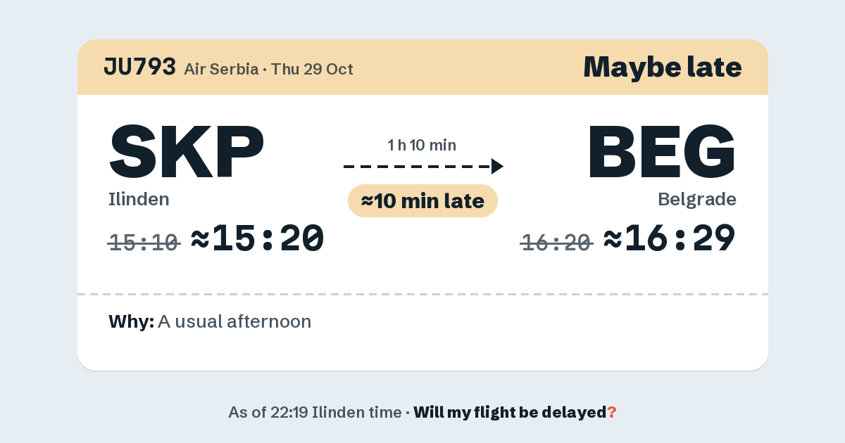 Link preview: JU793 lands about 16:29