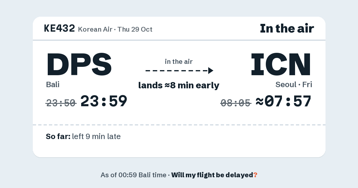 Link preview: KE432 lands about 07:57