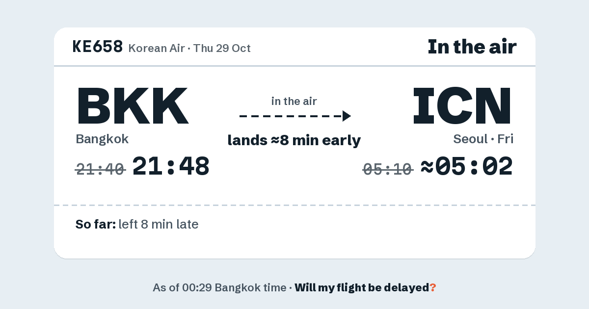 Link preview: KE658 lands about 05:02