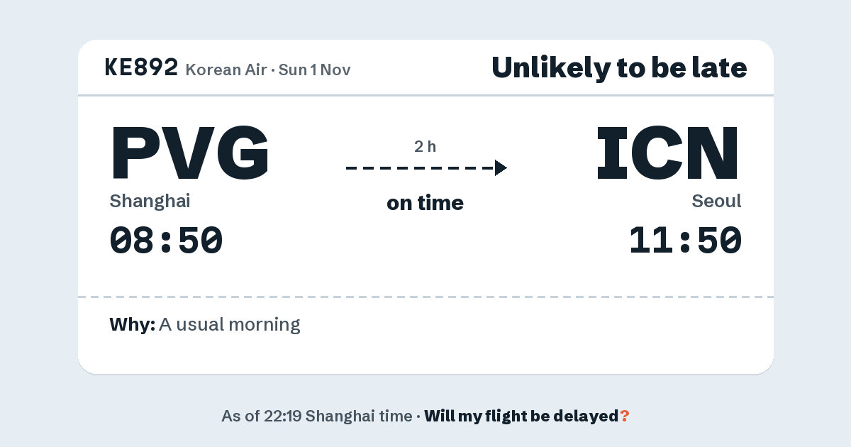 Link preview: KE892 lands about 11:52
