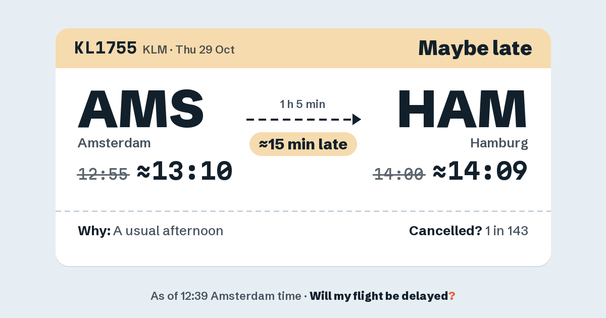 Link preview: KL1755 lands about 14:09